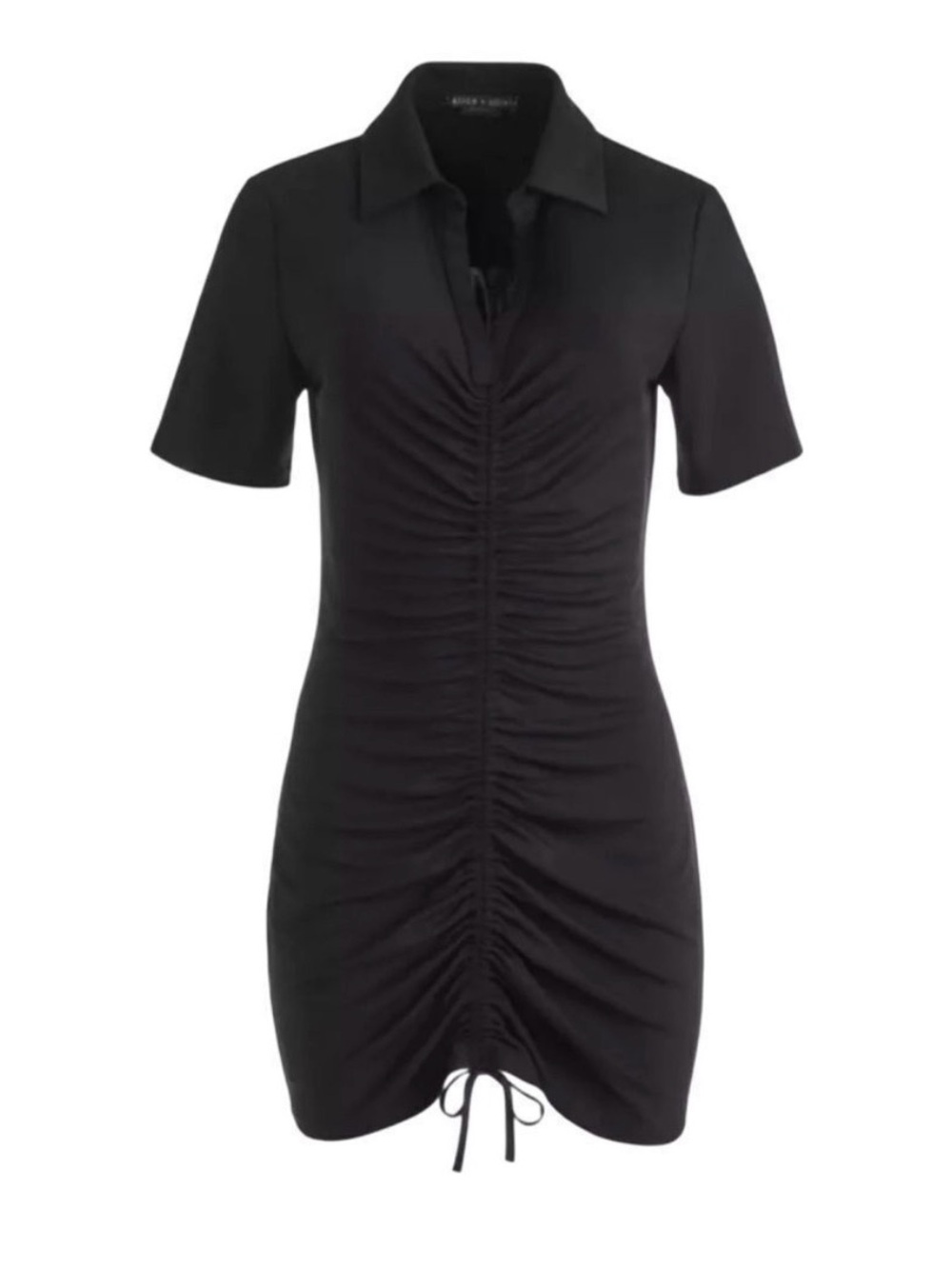 Alice + Olivia Classics Marsha Ruched Polo Dress Black size Medium